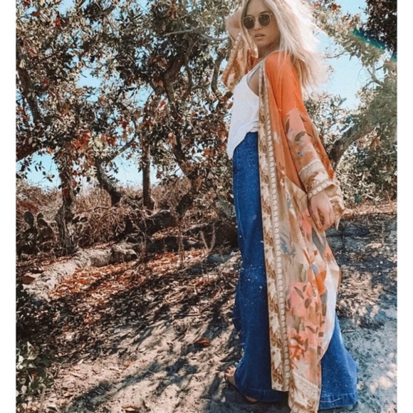 Mermaid Dreams Boho Kimono Duster Robe Coverup - Picture 2 of 14